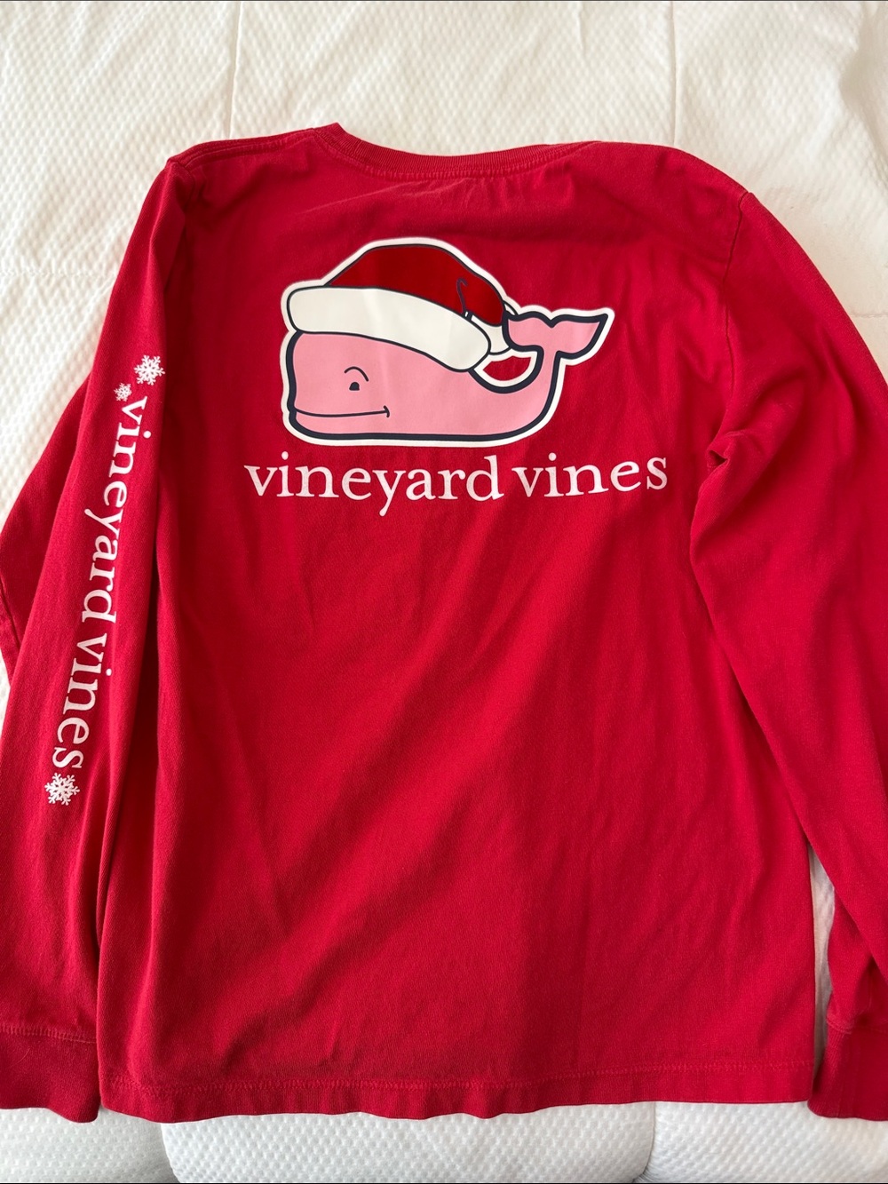 Boys Vineyard Vines Red Long-Sleeve Tee - Christmas size M 12-14)